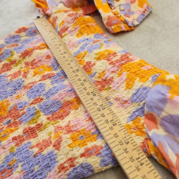 Free People Ariana Top Small Floral Smocked Square Neck Cottagecore Blouse - Picture 3 of 12